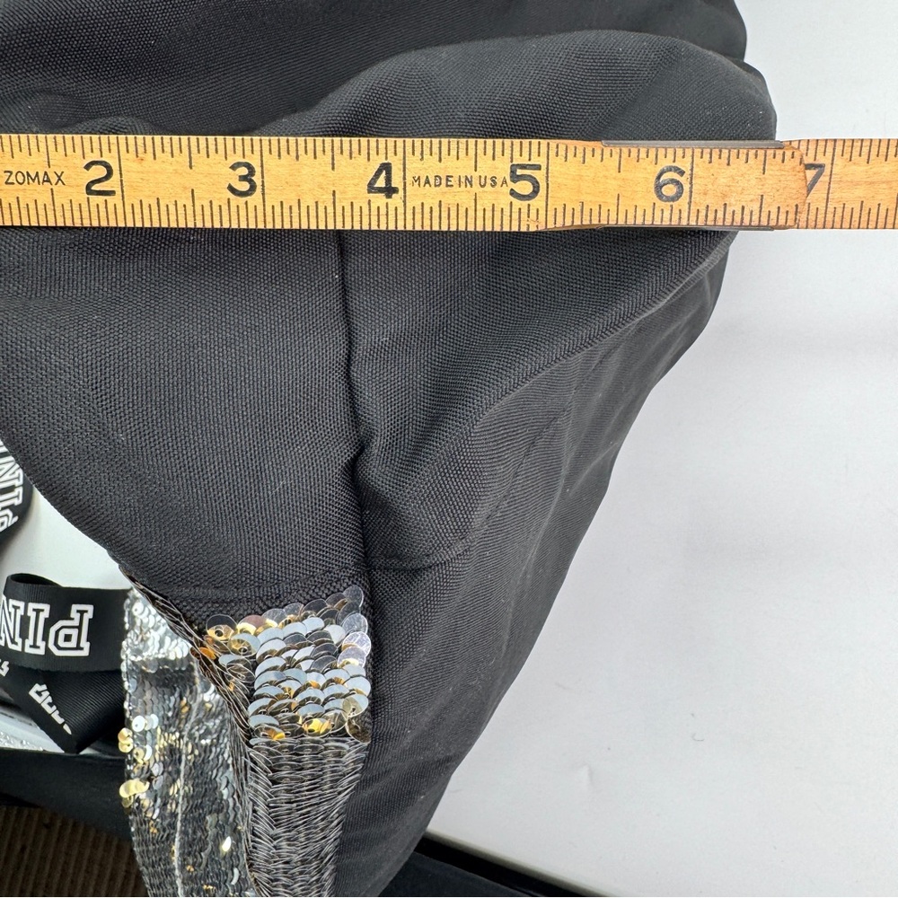NWOT PINK By Victoria Secret Sequin Tote Bag Silver‎ Black Spellout straps - Picture 12 of 15